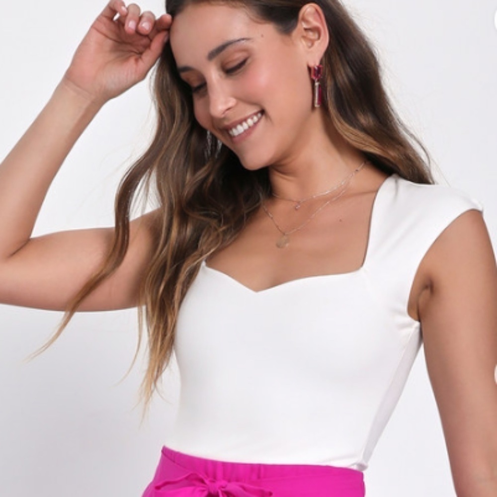 LULU's Bridal Shower Reception Bachelorette Chic Honeymoon Resort Cap Sleeve Top